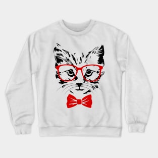 Hipster cat Crewneck Sweatshirt